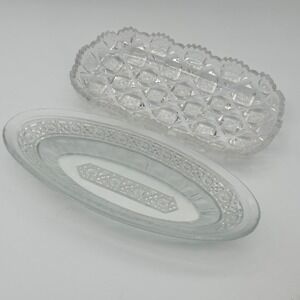 EAPG Celery Dish Lot of 2  With Chips - Great for Boho Decor Plant Trays Display